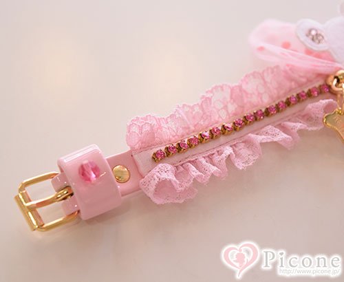 For Pets Only】Pink Mouse Love Collar＆lead（カラー＆リードセット