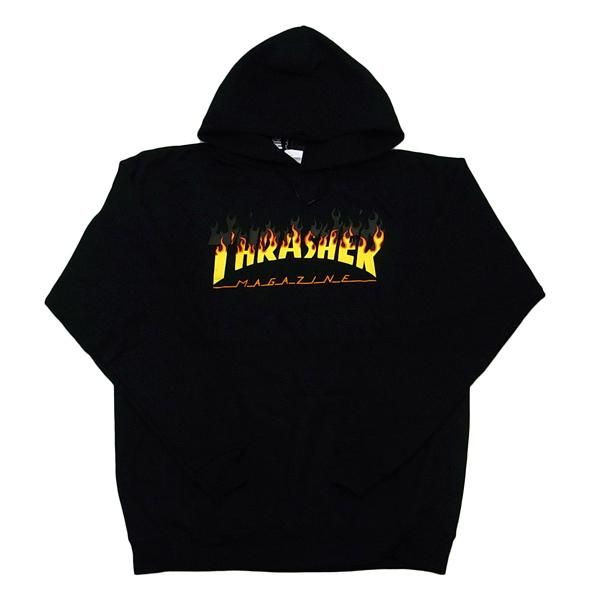 希少 THRASHER プルオーバーパーカー スラッシャー ビッグロゴ 奇抜柄