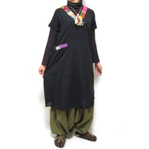 エスニックファッション・アジアンファッション　インド刺繍ロングワンピース