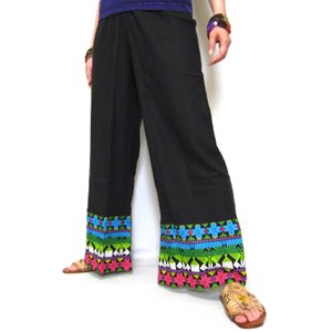 エスニックファッション・アジアンファッション　 カラフル模様パンツ