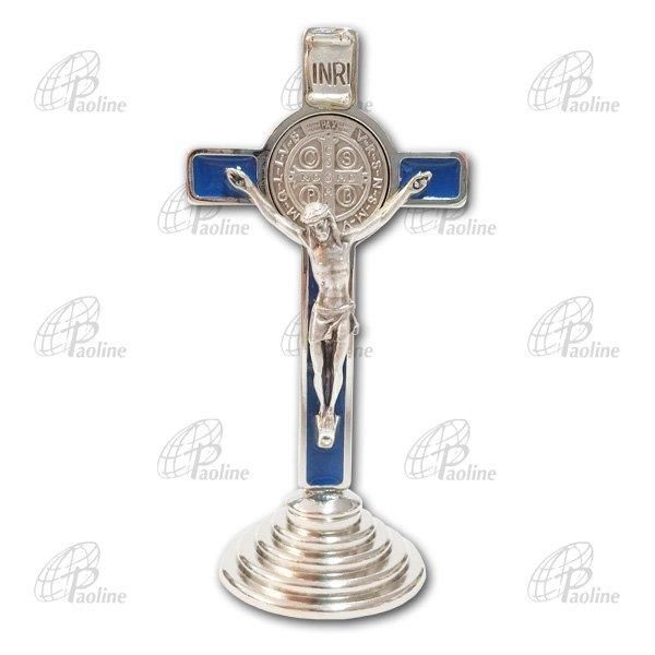 伊台付十字架ベネディクト青｜置き十字架｜キリスト教グッズ・聖品販売