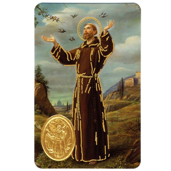 メダイ付アッシジの聖フランシスコ（2枚セット）｜ご絵カード