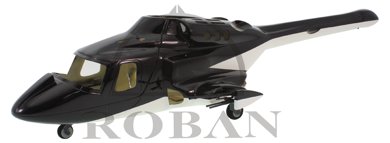 ☆450用：ROBAN MODEL Air Wolf スケールボディ、ブラック ：リベット