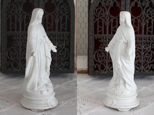 ヨーロッパアンティーク マリア像 キリスト像 陶器製 - 置物