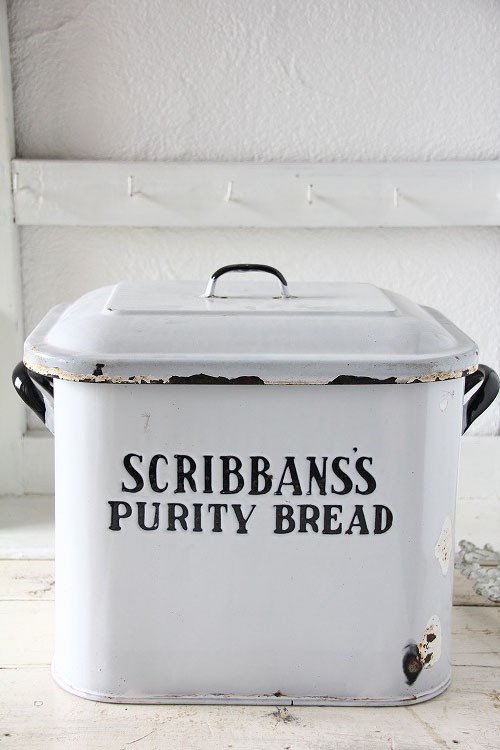 アンティークホーローブレッド缶2段文字Scribban's Purity Bread 