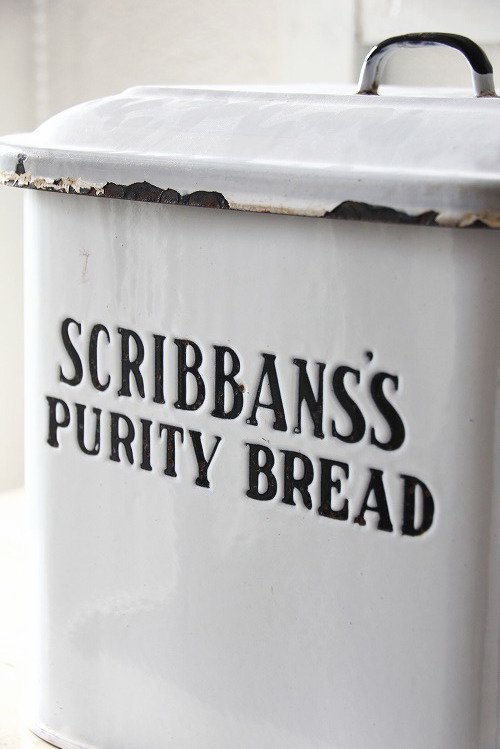 アンティークホーローブレッド缶2段文字Scribban's Purity Bread 