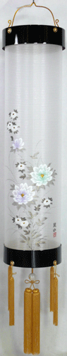 盆提灯-住吉提灯 絹張り 本塗り 「牡丹金」 尺二(１２号)の画像１