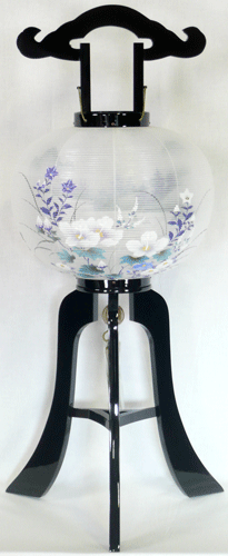 盆提灯-大内行灯 二重張り 本塗り 「青藍華」 尺二(１２号)の画像１