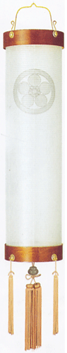 盆提灯-住吉提灯 絹張り 欅 無地 尺二(１２号) 家紋代込みの画像１