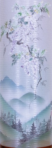 盆提灯-住吉提灯 絹張り 欅 「藤山水」 尺二(１２号)の画像２