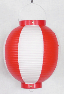 紅白ビニール提灯 丸型 尺丸(１０号)