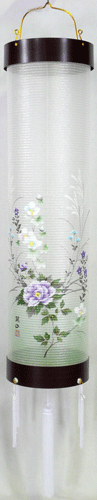 盆提灯-住吉提灯 絹張り Ｂ紫檀 「牡丹桔梗」 尺一(１１号)の画像１