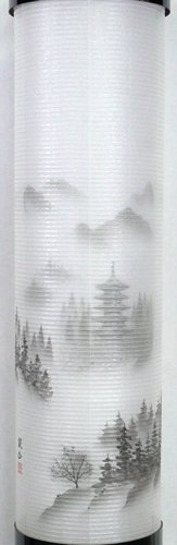 盆提灯-住吉提灯 二重張り 黒檀 「京山水」 尺(１０号)の画像１