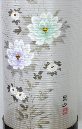 盆提灯-住吉提灯 絹張り 本塗り 「牡丹金」 尺一(１１号)の画像３