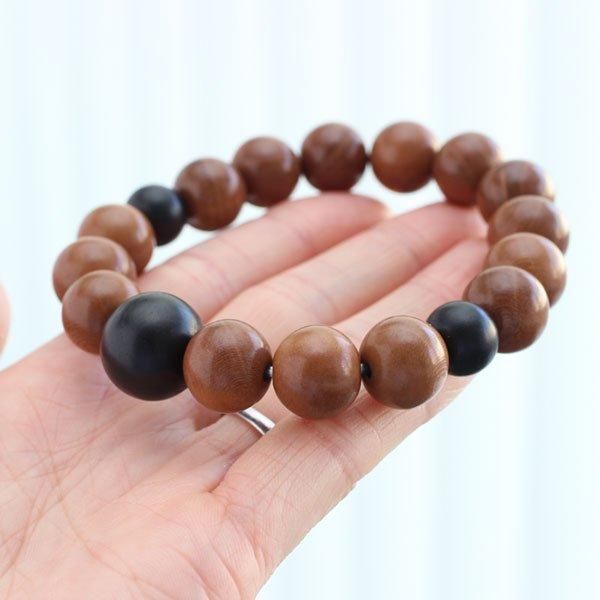 数珠ブレスレット 正梅 黒檀 約12×13ミリ - 念珠ドットコム