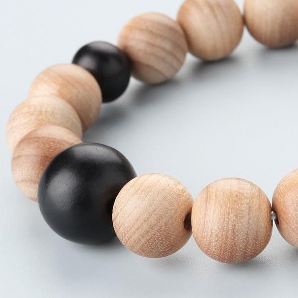 数珠ブレスレット 約12×13ミリ 桜 黒檀 - 念珠ドットコム