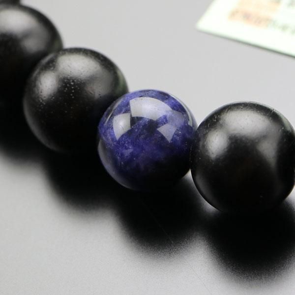 浄土真宗 数珠 男性用 黒檀 ソーダライト 紐房 - 数珠 京念珠