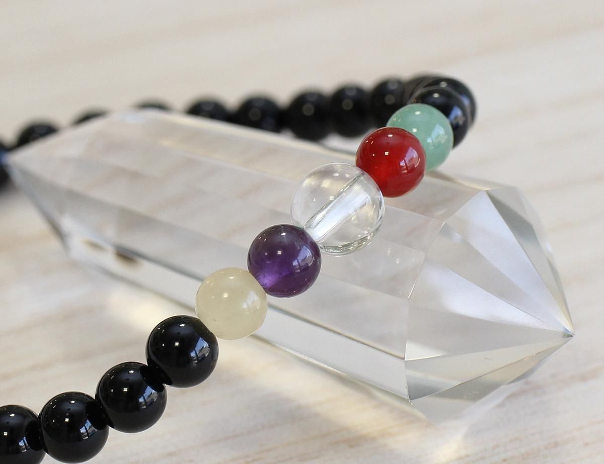念珠ドットコム- 五智念珠 黒オニキス 印度翡翠 紫水晶 ブレスレット