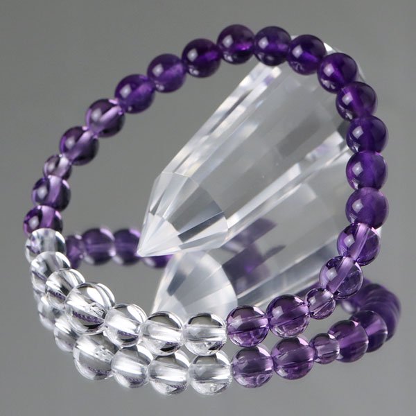 数珠ブレスレット 紫水晶 本水晶 グラデーション 念珠ドットコム