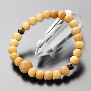 数珠ブレスレット 約8ミリ 柘植（艶消し）二天 虎目石 107080077
