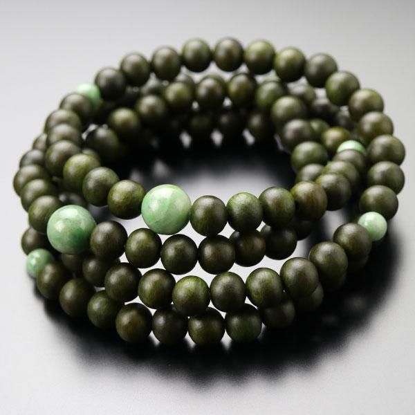 緑色のブレスレット 数珠ブレスレット 108玉 4重 緑檀 独山玉 - 数珠 京念珠 専門店 念珠