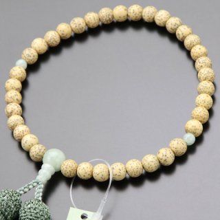 数珠 女性用 約7×7.5ミリ 星月菩提樹 ビルマ翡翠 正絹房 2000200200703 送料無料