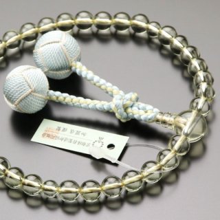 数珠 女性用 約8ミリ グリーントパーズ 2色梵天房（藍白/ベージュ）2000200403036 送料無料