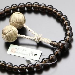 数珠　女性用茶水晶 EsuonHappiness 数珠 女性 女性用 茶水晶ミラーカット 8mm 高級