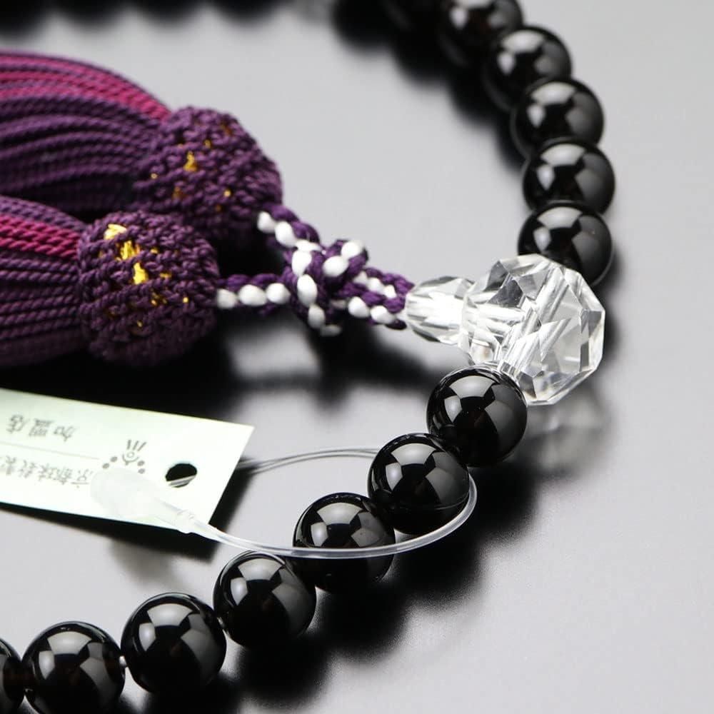 数珠 女性用 約8ミリ モリオン カット水晶 正絹2色房 2000200401353