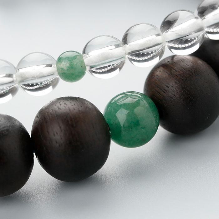 ≪ペア数珠≫ 数珠 男性用（22玉 縞黒檀 印度翡翠 正絹房）・数珠 女性