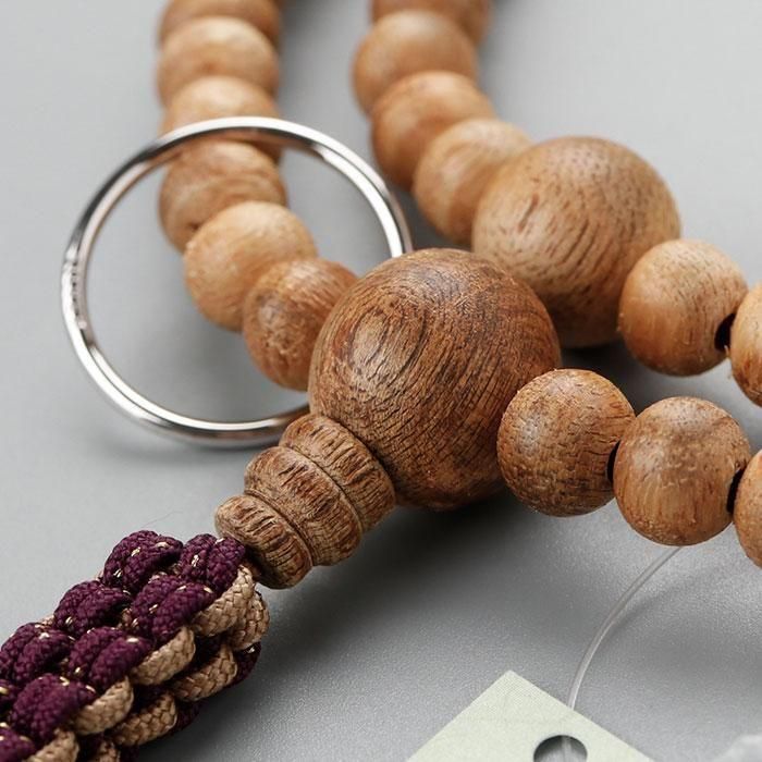 現品お届け！】曹洞宗 数珠 男性用 尺二 108玉 沈香 本銀輪 正絹製・紐