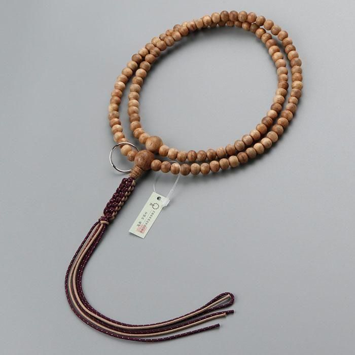 現品お届け！】曹洞宗 数珠 男性用 尺二 108玉 沈香 本銀輪 正絹製・紐