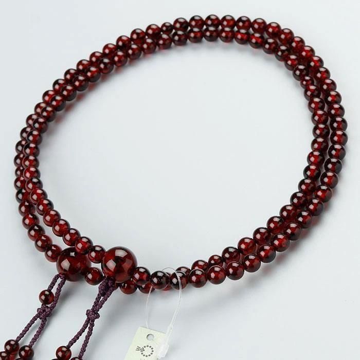 真言宗 数珠 男性用 尺二 108玉 チェリー琥珀 正絹製・2色梵天房