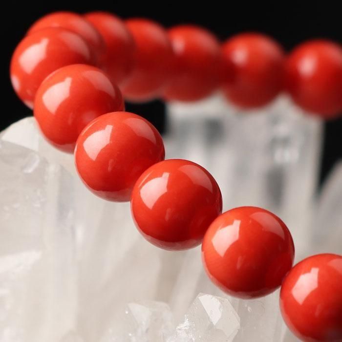 桃珊瑚 ブレスレット 約7.5mm ストレート 桐箱入り