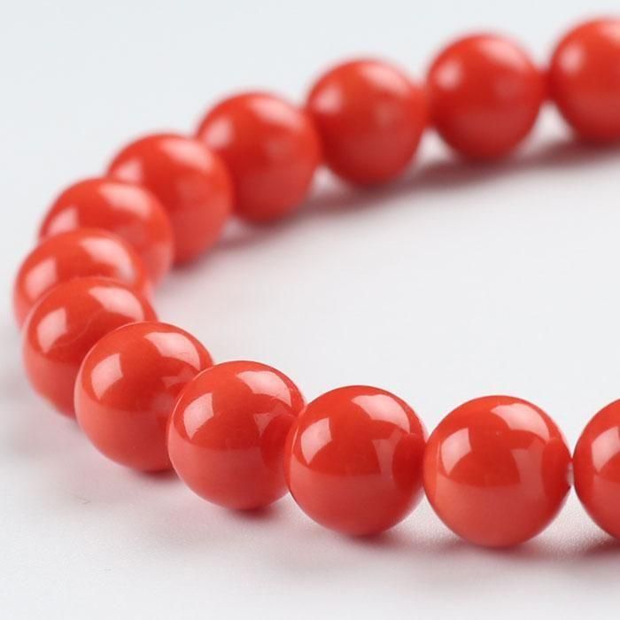 桃珊瑚 ブレスレット 約7.5mm ストレート 桐箱入り