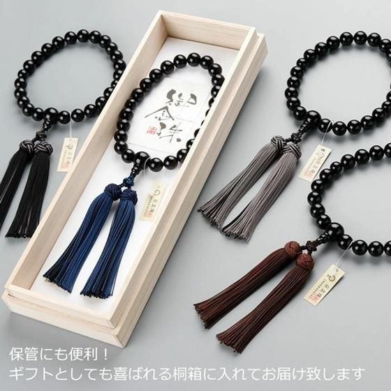 ≪特別価格≫≪選べる4種≫数珠 男性用 22玉 黒オニキス 正絹製・京