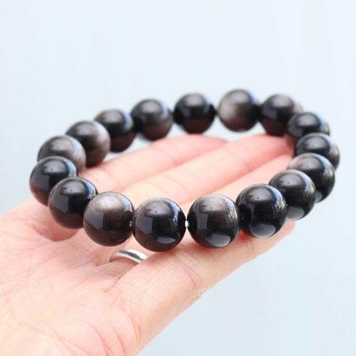 パワーストーン ブレスレット 約12mm シルバーオブシディアン