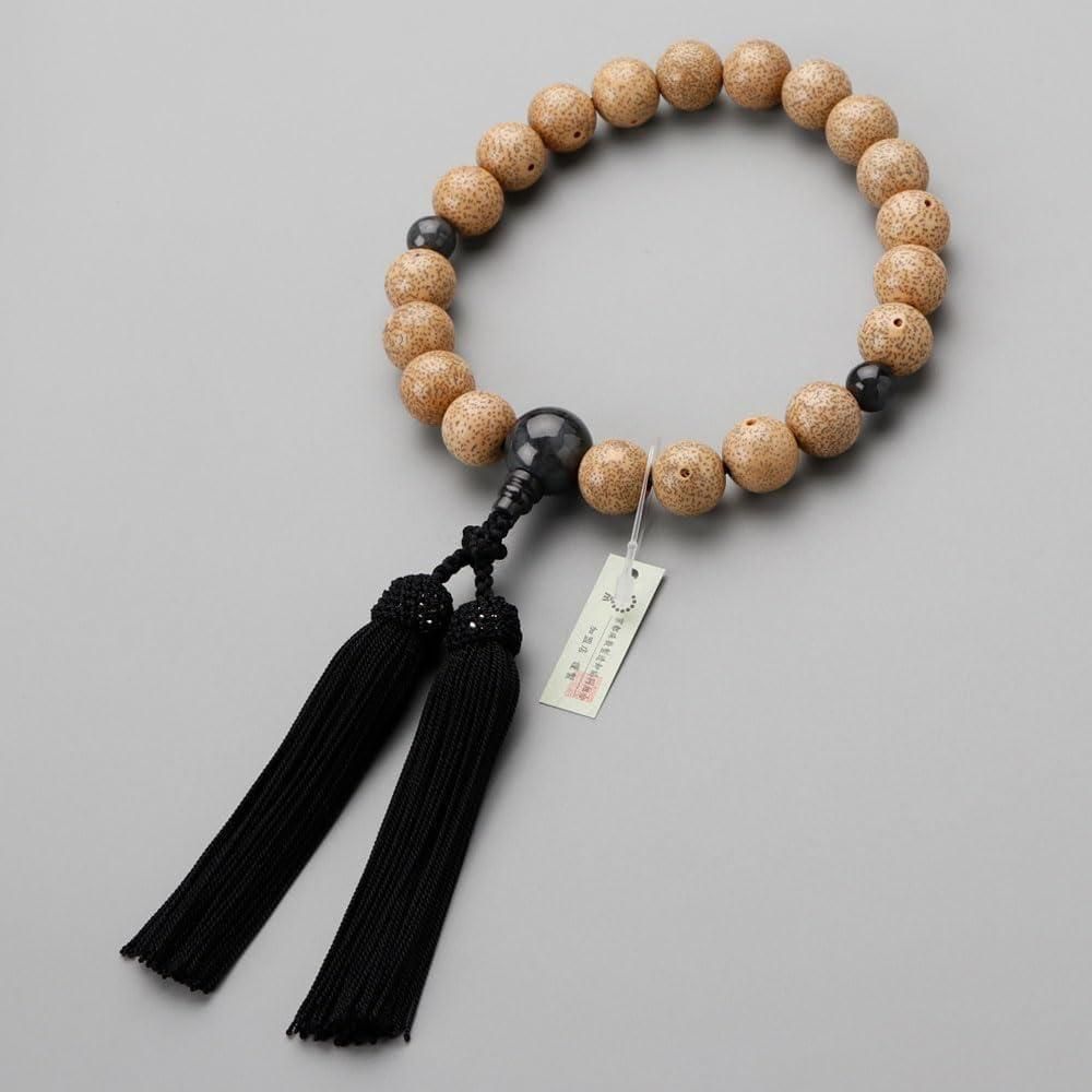数量限定】数珠 男性用 20玉 粒選 星月菩提樹 黒ビルマ翡翠 正絹房