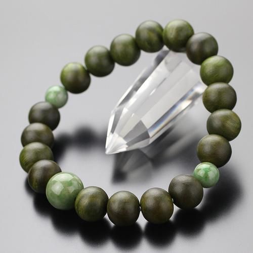 数珠ブレスレット 緑檀 独山玉 約10ミリ - 数珠 京念珠 専門店 念珠