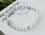 淡水パール 数珠ブレスレット 約6ミリ 本水晶 淡水パール（白）【107060082】　