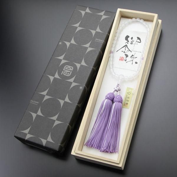 数珠 女性用 白瑪瑙 藤雲石 正絹房 - 数珠 京念珠 専門店 念珠ドットコム