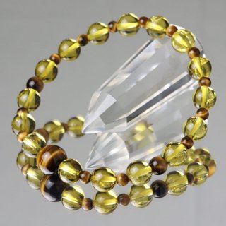 数珠ブレスレット 約8mm 黄水晶 約10ミリ・約6ミリ・約4ミリ 虎目石 107080033 【送料無料】

