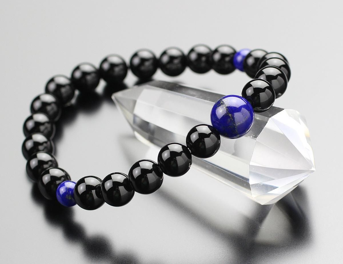 数珠ブレスレット 約8ミリ 黒オニキス ラピスラズリ 107080253 - 数珠