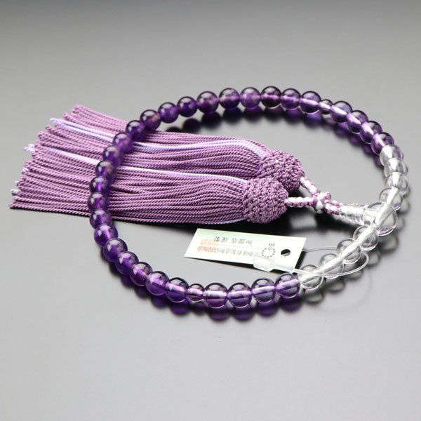 SSカット 本水晶紫水晶仕立(9×6ミリ)正絹頭付 匠 数珠 念珠 女性用-www 