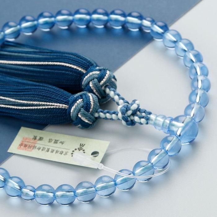 数珠 女性用 約7ミリ ブルークォーツ 正絹2色房 2000200400622 京念珠