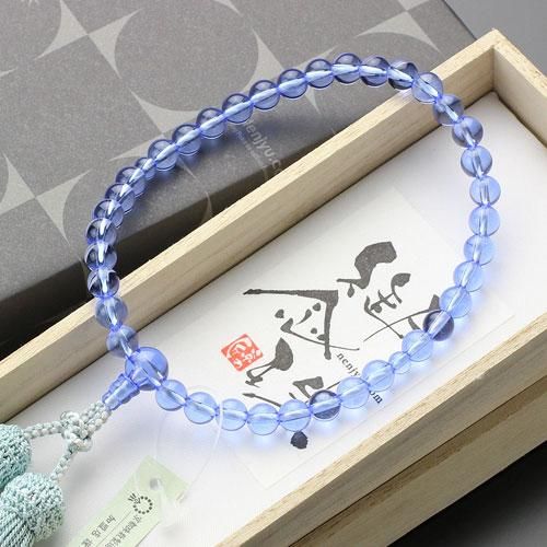 数珠 女性用 約7ミリ ブルークォーツ 正絹2色房 2000200400622