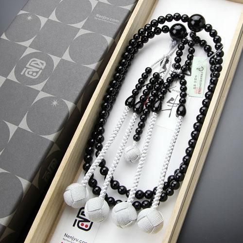 新作♡陰陽太極天珠、黒北投石、天然ホワイトオニキス 日蓮宗 数珠 男性用 黒オニキス 梵天房 - 数珠 京念珠 専門店 念珠