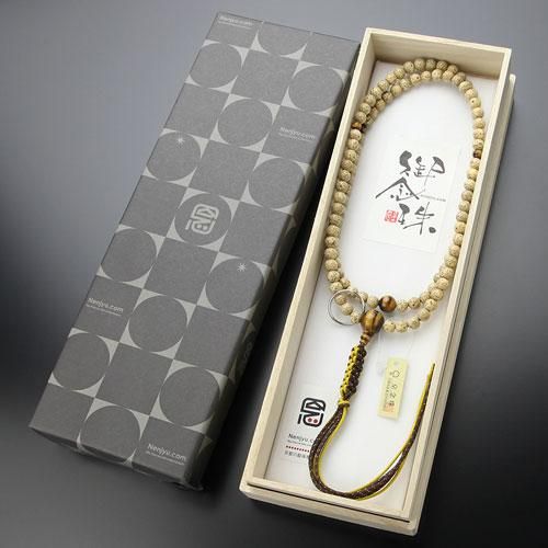 曹洞宗 数珠 男性用 星月菩提樹 虎目石 本銀輪 正絹紐房 - 数珠 京念珠