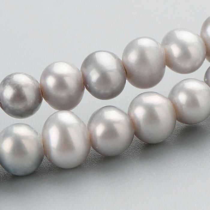 ≪特別価格≫日蓮宗 数珠 女性用 8寸 淡水パール（グレー）本