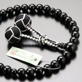 数珠 女性用 約8ミリ 黒オニキス 2色梵天房 2000200301004
